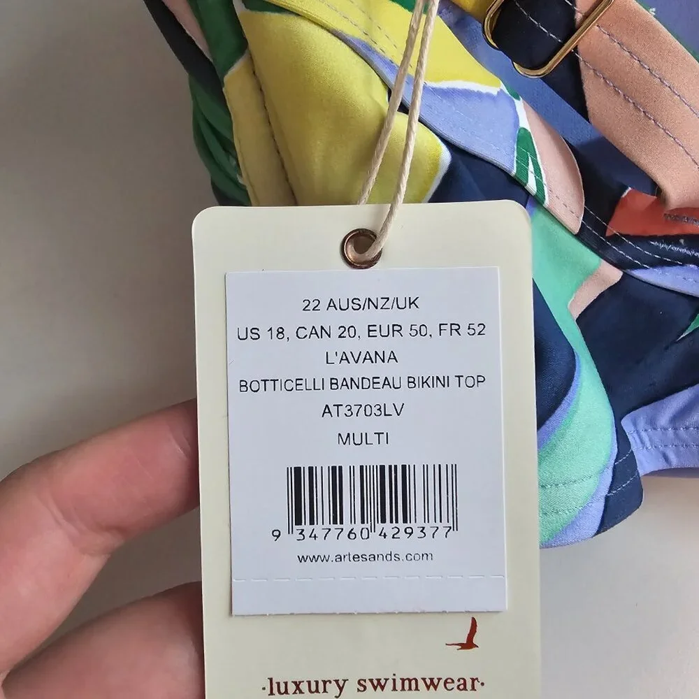 NWT Artesands L'Avana Botticelli Bandeau Bikini Top